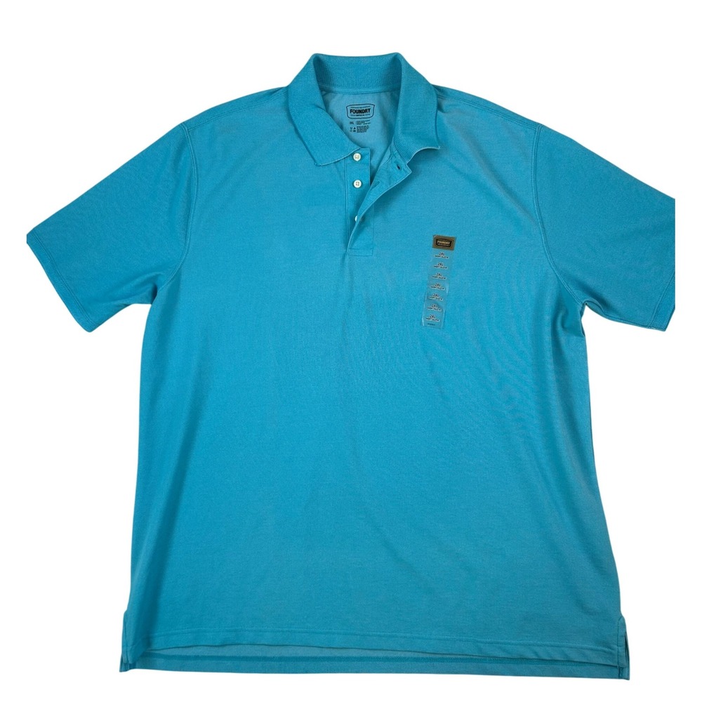NWT The Foundry Supply Co Mens 2XL Blue‎ Short Sleeve Polo Shirt Big Tall Golf
